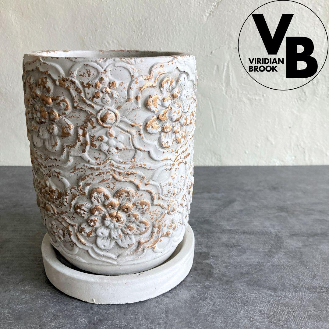 【アントワープロング】おしゃれ 陶器鉢 4寸 4号 中型 観葉植物1枚目の画像